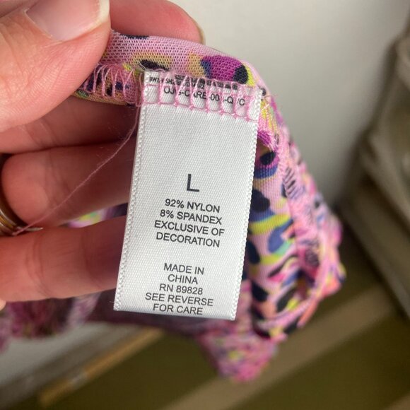 Logo by Lori Goldstein Size L Mesh Animal Print Open Front Duster Cardigan Pink - Picture 6 of 7